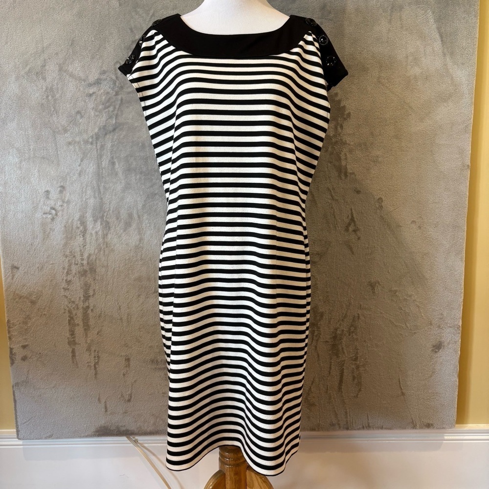 Spense Monochrome Striped Button Stretch Wmn’s